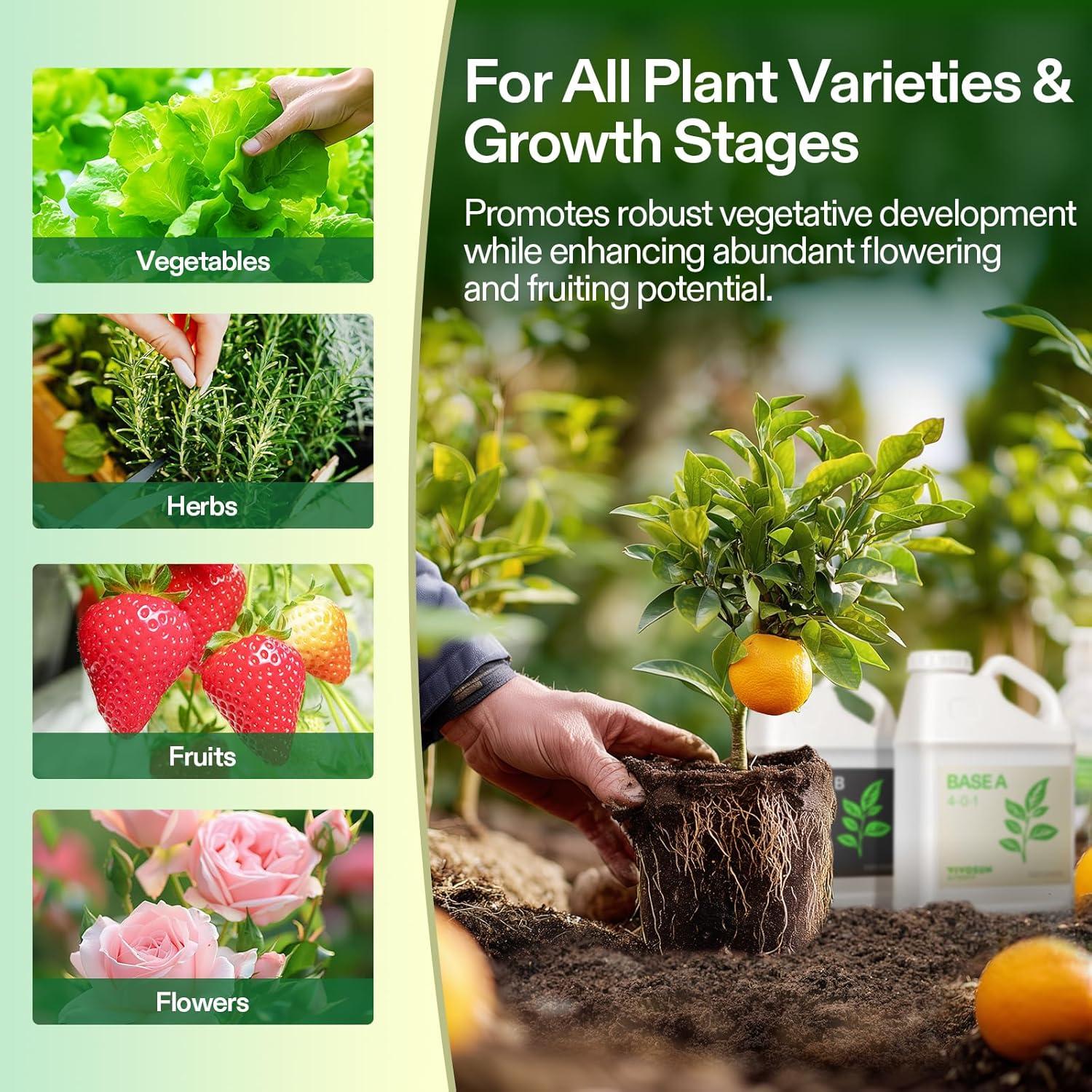 imageVIVOSUN Liquid Nutrients Base A ampamp B Bundle Grow Big Hydroponic Fertilizer Supports Vegetative and Flowering Stages for Outdoor Indoor Plants Best Plant Food Set of 8oz128 Ounce