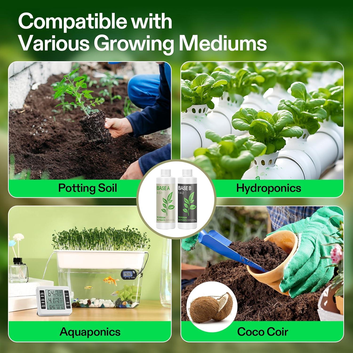 imageVIVOSUN Liquid Nutrients Base A ampamp B Bundle Grow Big Hydroponic Fertilizer Supports Vegetative and Flowering Stages for Outdoor Indoor Plants Best Plant Food Set of 8oz8 Ounce