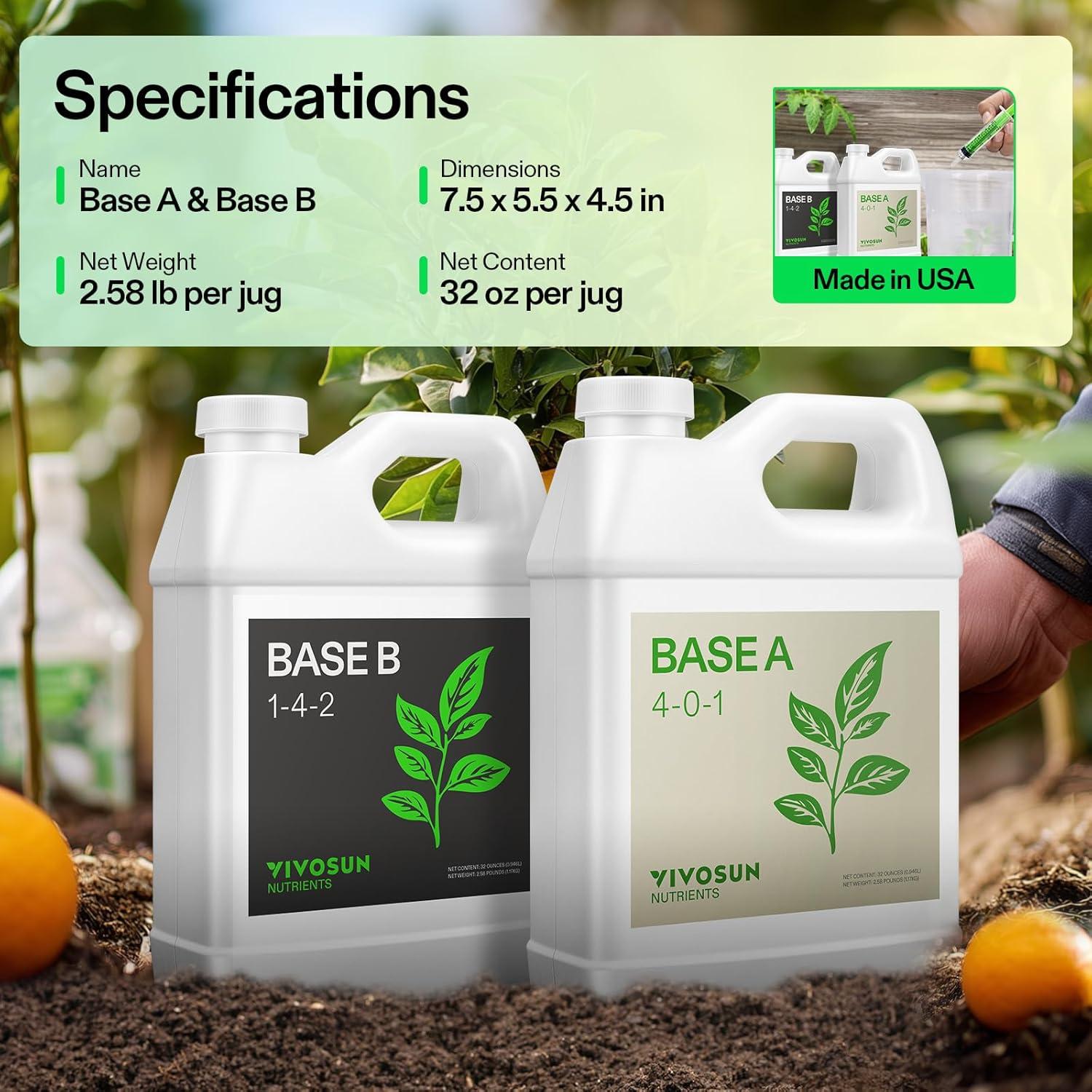 imageVIVOSUN Liquid Nutrients Base A ampamp B Bundle Grow Big Hydroponic Fertilizer Supports Vegetative and Flowering Stages for Outdoor Indoor Plants Best Plant Food Set of 8oz32 Ounce