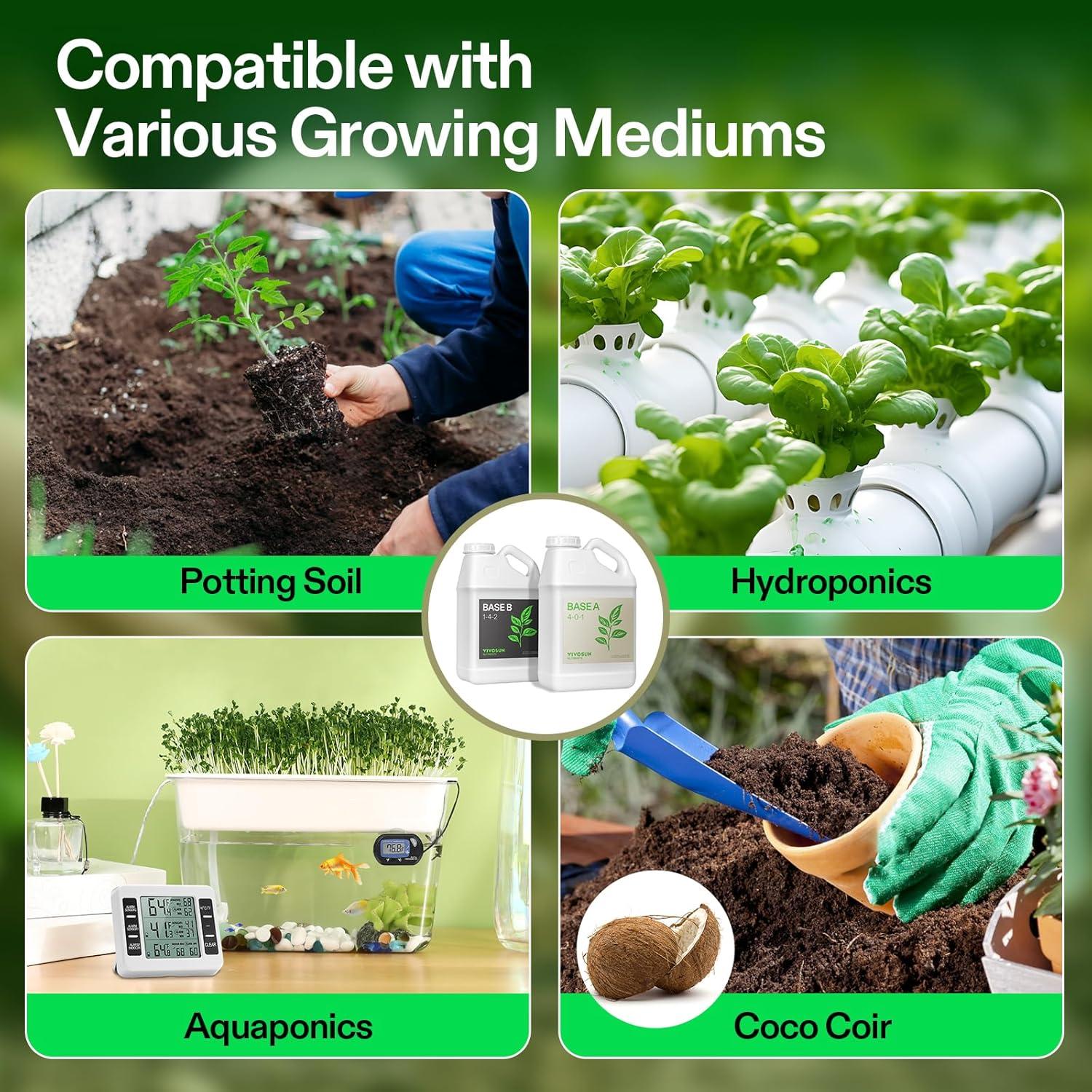 imageVIVOSUN Liquid Nutrients Base A ampamp B Bundle Grow Big Hydroponic Fertilizer Supports Vegetative and Flowering Stages for Outdoor Indoor Plants Best Plant Food Set of 8oz128 Ounce