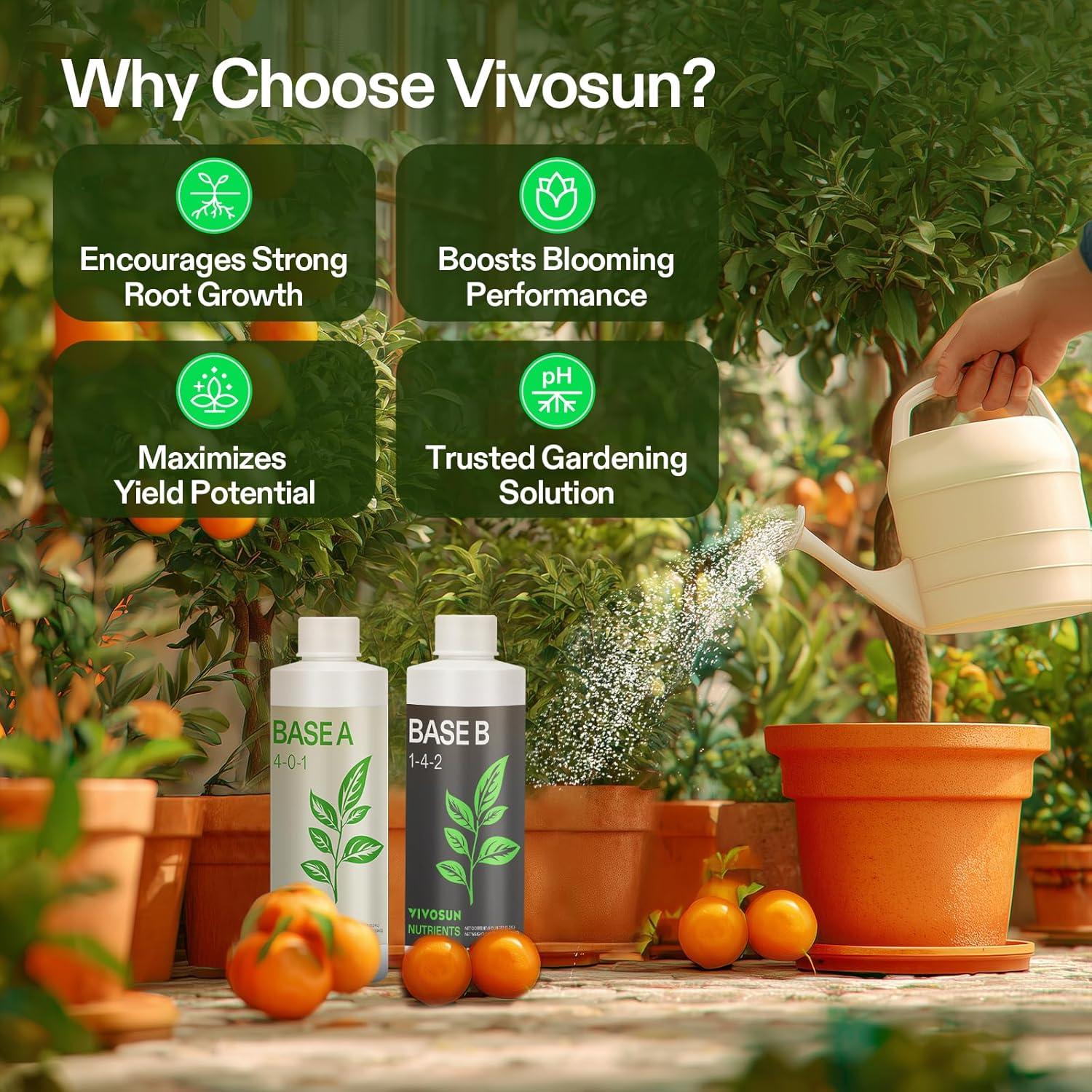 imageVIVOSUN Liquid Nutrients Base A ampamp B Bundle Grow Big Hydroponic Fertilizer Supports Vegetative and Flowering Stages for Outdoor Indoor Plants Best Plant Food Set of 8oz8 Ounce