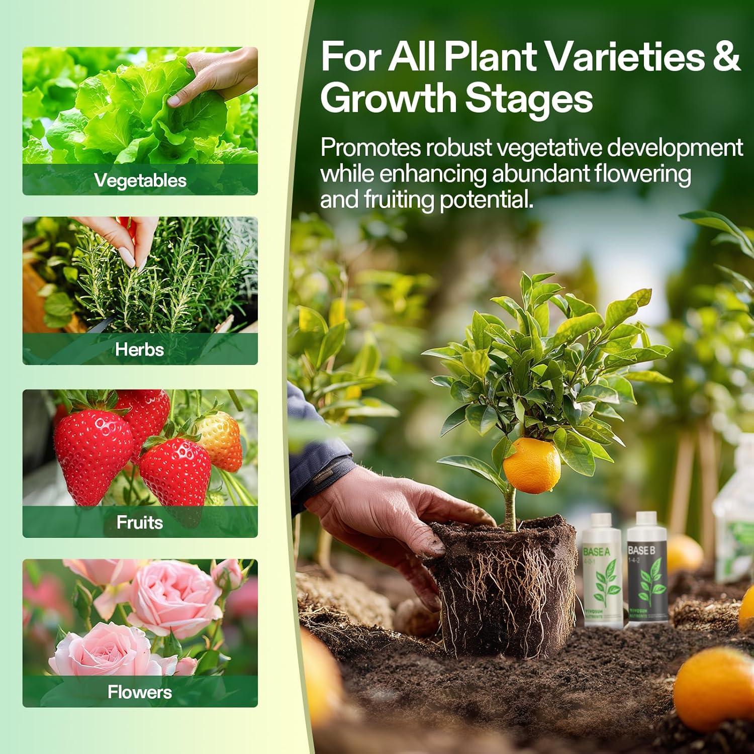 imageVIVOSUN Liquid Nutrients Base A ampamp B Bundle Grow Big Hydroponic Fertilizer Supports Vegetative and Flowering Stages for Outdoor Indoor Plants Best Plant Food Set of 8oz8 Ounce
