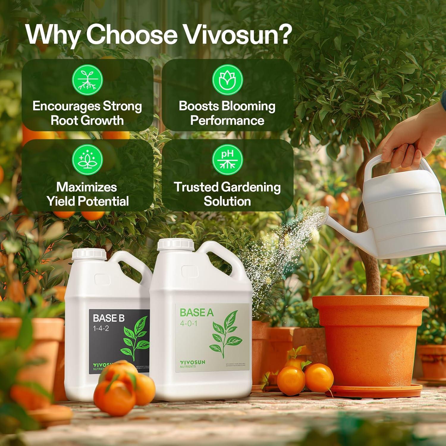 imageVIVOSUN Liquid Nutrients Base A ampamp B Bundle Grow Big Hydroponic Fertilizer Supports Vegetative and Flowering Stages for Outdoor Indoor Plants Best Plant Food Set of 8oz128 Ounce
