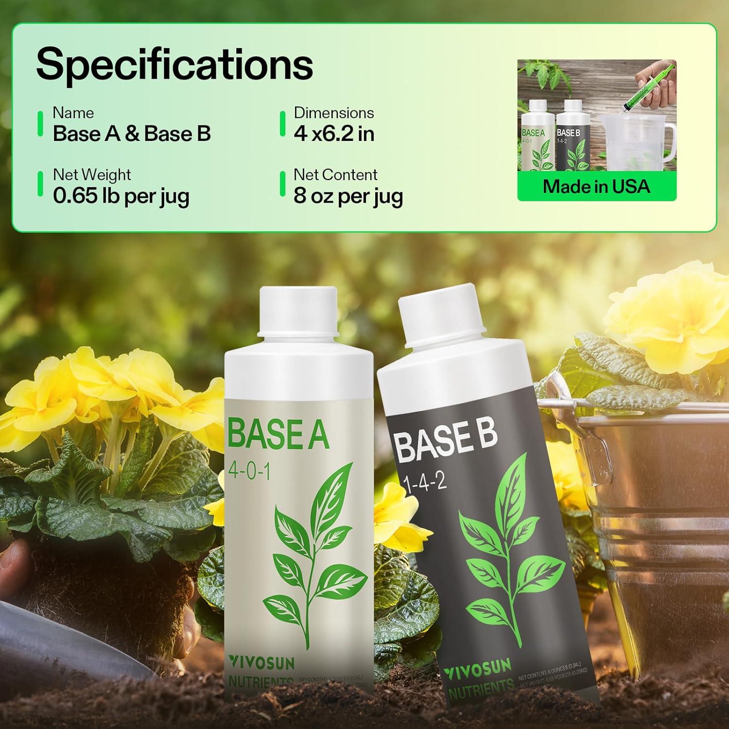 imageVIVOSUN Liquid Nutrients Base A ampamp B Bundle Grow Big Hydroponic Fertilizer Supports Vegetative and Flowering Stages for Outdoor Indoor Plants Best Plant Food Set of 8oz8 Ounce