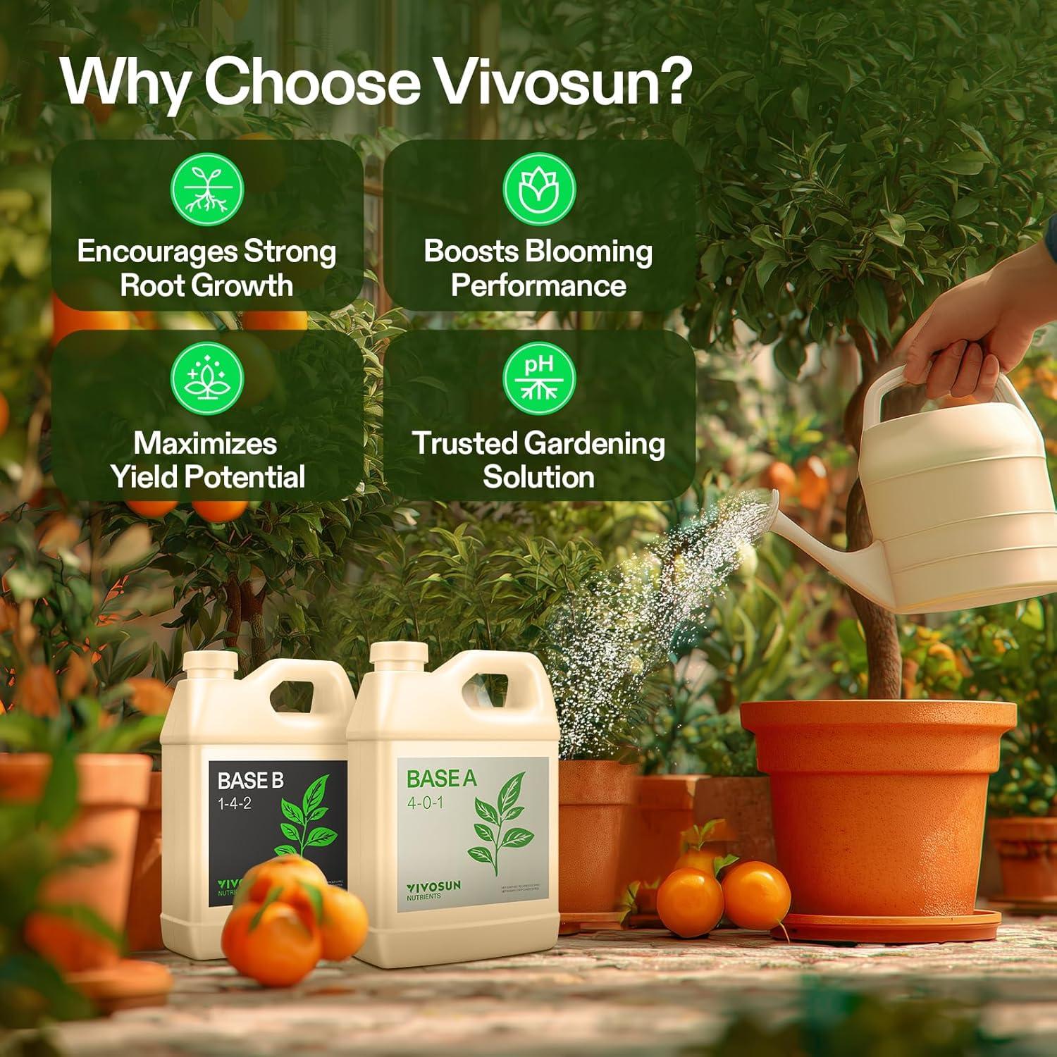 imageVIVOSUN Liquid Nutrients Base A ampamp B Bundle Grow Big Hydroponic Fertilizer Supports Vegetative and Flowering Stages for Outdoor Indoor Plants Best Plant Food Set of 8oz32 Ounce