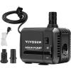 imageVIVOSUN 210GPH Submersible Pump800LH 8W Ultra Quiet Water Pump with 33ft High Lift with 5ft Power Cord 2 Nozzles for Fish Tank Pond Aquarium Statuary Hydroponics Black130GPH