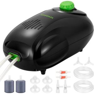 imageVIVOSUN Aquarium Air Pump Kit with 160 GPH DualOutlet Air Pump and Complete Accessories UltraQuiet Adjustable Aquarium Aerator for 20300 Gallons Fish Tanks