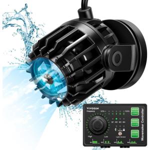 imageVIVOSUN Aquarium Wave Maker 1000GPH Circulation Pump with Controller ampamp Magnetic Suction Base Adjustable Submersible Powerhead for 1530 Gal FreshwaterSaltwater Fish Tank 10W