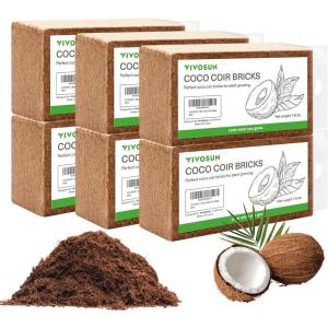imageVIVOSUN Coco Coir Brick 14lbs 100 Natural Organic Compressed Coconut Coir Fiber with Low EC PH Balance ampamp High Nutrition Coconut Fiber Substrate Coconut Soil for Plants 3Pack84 Pounds