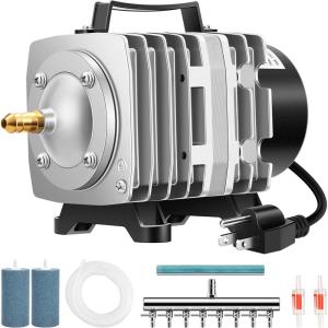 imageVIVOSUN Commercial Air Pump 1110 GPH 8 Outlet 40W 70Lmin for Aquarium and Hydroponic Systems40W1100GPH with Accessories