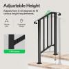 imageVIVOSUN Outdoor Handrail 3 Step Stair Handrail 275quot x 185quot Fits 1 to 3 Steps UShaped Wrought Iron Stair Railing WallMounted Safety Rail for Concrete Step Porch Steps Onestep Assembly Black2 Steps