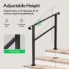 imageVIVOSUN Outdoor Handrail 3 Step Stair Handrail 275quot x 185quot Fits 1 to 3 Steps UShaped Wrought Iron Stair Railing WallMounted Safety Rail for Concrete Step Porch Steps Onestep Assembly Black3 Steps