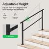 imageVIVOSUN Outdoor Handrail 3 Step Stair Handrail 275quot x 185quot Fits 1 to 3 Steps UShaped Wrought Iron Stair Railing WallMounted Safety Rail for Concrete Step Porch Steps Onestep Assembly Black4 Steps