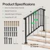 imageVIVOSUN Outdoor Handrail 3 Step Stair Handrail 275quot x 185quot Fits 1 to 3 Steps UShaped Wrought Iron Stair Railing WallMounted Safety Rail for Concrete Step Porch Steps Onestep Assembly Black4 Steps