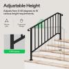imageVIVOSUN Outdoor Handrail 3 Step Stair Handrail 275quot x 185quot Fits 1 to 3 Steps UShaped Wrought Iron Stair Railing WallMounted Safety Rail for Concrete Step Porch Steps Onestep Assembly Black5 Steps