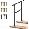 imageVIVOSUN Outdoor Handrail 3 Step Stair Handrail 275quot x 185quot Fits 1 to 3 Steps UShaped Wrought Iron Stair Railing WallMounted Safety Rail for Concrete Step Porch Steps Onestep Assembly Black2 Steps