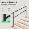 imageVIVOSUN Outdoor Handrail 3 Step Stair Handrail 275quot x 185quot Fits 1 to 3 Steps UShaped Wrought Iron Stair Railing WallMounted Safety Rail for Concrete Step Porch Steps Onestep Assembly Black5 Steps