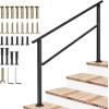 imageVIVOSUN Outdoor Handrail 3 Step Stair Handrail 275quot x 185quot Fits 1 to 3 Steps UShaped Wrought Iron Stair Railing WallMounted Safety Rail for Concrete Step Porch Steps Onestep Assembly Black4 Steps