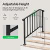 imageVIVOSUN Outdoor Handrail 3 Step Stair Handrail 275quot x 185quot Fits 1 to 3 Steps UShaped Wrought Iron Stair Railing WallMounted Safety Rail for Concrete Step Porch Steps Onestep Assembly Black4 Steps