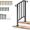 imageVIVOSUN Outdoor Handrail 3 Step Stair Handrail 275quot x 185quot Fits 1 to 3 Steps UShaped Wrought Iron Stair Railing WallMounted Safety Rail for Concrete Step Porch Steps Onestep Assembly Black2 Steps