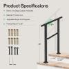imageVIVOSUN Outdoor Handrail 3 Step Stair Handrail 275quot x 185quot Fits 1 to 3 Steps UShaped Wrought Iron Stair Railing WallMounted Safety Rail for Concrete Step Porch Steps Onestep Assembly Black2 Steps
