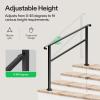 imageVIVOSUN Outdoor Handrail 3 Step Stair Handrail 275quot x 185quot Fits 1 to 3 Steps UShaped Wrought Iron Stair Railing WallMounted Safety Rail for Concrete Step Porch Steps Onestep Assembly Black4 Steps