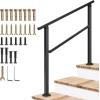 imageVIVOSUN Outdoor Handrail 3 Step Stair Handrail 275quot x 185quot Fits 1 to 3 Steps UShaped Wrought Iron Stair Railing WallMounted Safety Rail for Concrete Step Porch Steps Onestep Assembly Black3 Steps