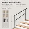 imageVIVOSUN Outdoor Handrail 3 Step Stair Handrail 275quot x 185quot Fits 1 to 3 Steps UShaped Wrought Iron Stair Railing WallMounted Safety Rail for Concrete Step Porch Steps Onestep Assembly Black4 Steps