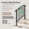 imageVIVOSUN Outdoor Handrail 3 Step Stair Handrail 275quot x 185quot Fits 1 to 3 Steps UShaped Wrought Iron Stair Railing WallMounted Safety Rail for Concrete Step Porch Steps Onestep Assembly Black3 Steps