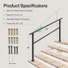 imageVIVOSUN Outdoor Handrail 3 Step Stair Handrail 275quot x 185quot Fits 1 to 3 Steps UShaped Wrought Iron Stair Railing WallMounted Safety Rail for Concrete Step Porch Steps Onestep Assembly Black5 Steps