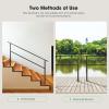 imageVIVOSUN Outdoor Handrail 3 Step Stair Handrail 275quot x 185quot Fits 1 to 3 Steps UShaped Wrought Iron Stair Railing WallMounted Safety Rail for Concrete Step Porch Steps Onestep Assembly Black5 Steps