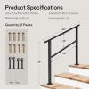 imageVIVOSUN Outdoor Handrail 3 Step Stair Handrail 275quot x 185quot Fits 1 to 3 Steps UShaped Wrought Iron Stair Railing WallMounted Safety Rail for Concrete Step Porch Steps Onestep Assembly Black3 Steps