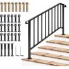 imageVIVOSUN Outdoor Handrail 3 Step Stair Handrail 275quot x 185quot Fits 1 to 3 Steps UShaped Wrought Iron Stair Railing WallMounted Safety Rail for Concrete Step Porch Steps Onestep Assembly Black5 Steps