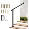 imageVIVOSUN Outdoor Handrail 3 Step Stair Handrail 275quot x 185quot Fits 1 to 3 Steps UShaped Wrought Iron Stair Railing WallMounted Safety Rail for Concrete Step Porch Steps Onestep Assembly Black3 Steps