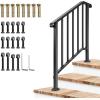 imageVIVOSUN Outdoor Handrail 3 Step Stair Handrail 275quot x 185quot Fits 1 to 3 Steps UShaped Wrought Iron Stair Railing WallMounted Safety Rail for Concrete Step Porch Steps Onestep Assembly Black3 Steps