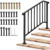 imageVIVOSUN Outdoor Handrail 3 Step Stair Handrail 275quot x 185quot Fits 1 to 3 Steps UShaped Wrought Iron Stair Railing WallMounted Safety Rail for Concrete Step Porch Steps Onestep Assembly Black4 Steps