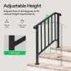 imageVIVOSUN Outdoor Handrail 3 Step Stair Handrail 275quot x 185quot Fits 1 to 3 Steps UShaped Wrought Iron Stair Railing WallMounted Safety Rail for Concrete Step Porch Steps Onestep Assembly Black3 Steps