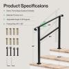 imageVIVOSUN Outdoor Handrail 3 Step Stair Handrail 275quot x 185quot Fits 1 to 3 Steps UShaped Wrought Iron Stair Railing WallMounted Safety Rail for Concrete Step Porch Steps Onestep Assembly Black3 Steps