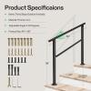 imageVIVOSUN Outdoor Handrail 3 Step Stair Handrail 275quot x 185quot Fits 1 to 3 Steps UShaped Wrought Iron Stair Railing WallMounted Safety Rail for Concrete Step Porch Steps Onestep Assembly Black3 Steps