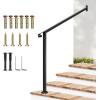 imageVIVOSUN Outdoor Handrail 3 Step Stair Handrail 275quot x 185quot Fits 1 to 3 Steps UShaped Wrought Iron Stair Railing WallMounted Safety Rail for Concrete Step Porch Steps Onestep Assembly Black4 Steps