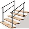 imageVIVOSUN Outdoor Handrail 3 Step Stair Handrail 275quot x 185quot Fits 1 to 3 Steps UShaped Wrought Iron Stair Railing WallMounted Safety Rail for Concrete Step Porch Steps Onestep Assembly Black4 Steps