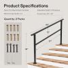 imageVIVOSUN Outdoor Handrail 3 Step Stair Handrail 275quot x 185quot Fits 1 to 3 Steps UShaped Wrought Iron Stair Railing WallMounted Safety Rail for Concrete Step Porch Steps Onestep Assembly Black5 Steps