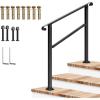 imageVIVOSUN Outdoor Handrail 3 Step Stair Handrail 275quot x 185quot Fits 1 to 3 Steps UShaped Wrought Iron Stair Railing WallMounted Safety Rail for Concrete Step Porch Steps Onestep Assembly Black3 Steps