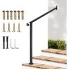 imageVIVOSUN Outdoor Handrail 3 Step Stair Handrail 275quot x 185quot Fits 1 to 3 Steps UShaped Wrought Iron Stair Railing WallMounted Safety Rail for Concrete Step Porch Steps Onestep Assembly Black2 Steps