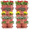 imageVIVOSUN 5 Tier Vertical Gardening Stackable Planter for Strawberries Flowers Herbs Vegetables Dark GreenBrown