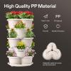imageVIVOSUN 5 Tier Vertical Gardening Stackable Planter for Strawberries Flowers Herbs Vegetables Dark GreenIvory