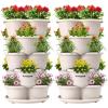 imageVIVOSUN 5 Tier Vertical Gardening Stackable Planter for Strawberries Flowers Herbs Vegetables Dark GreenIvory