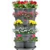 imageVIVOSUN 5 Tier Vertical Gardening Stackable Planter for Strawberries Flowers Herbs Vegetables Dark GreenGray