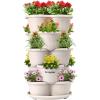 imageVIVOSUN 5 Tier Vertical Gardening Stackable Planter for Strawberries Flowers Herbs Vegetables Dark GreenIvory