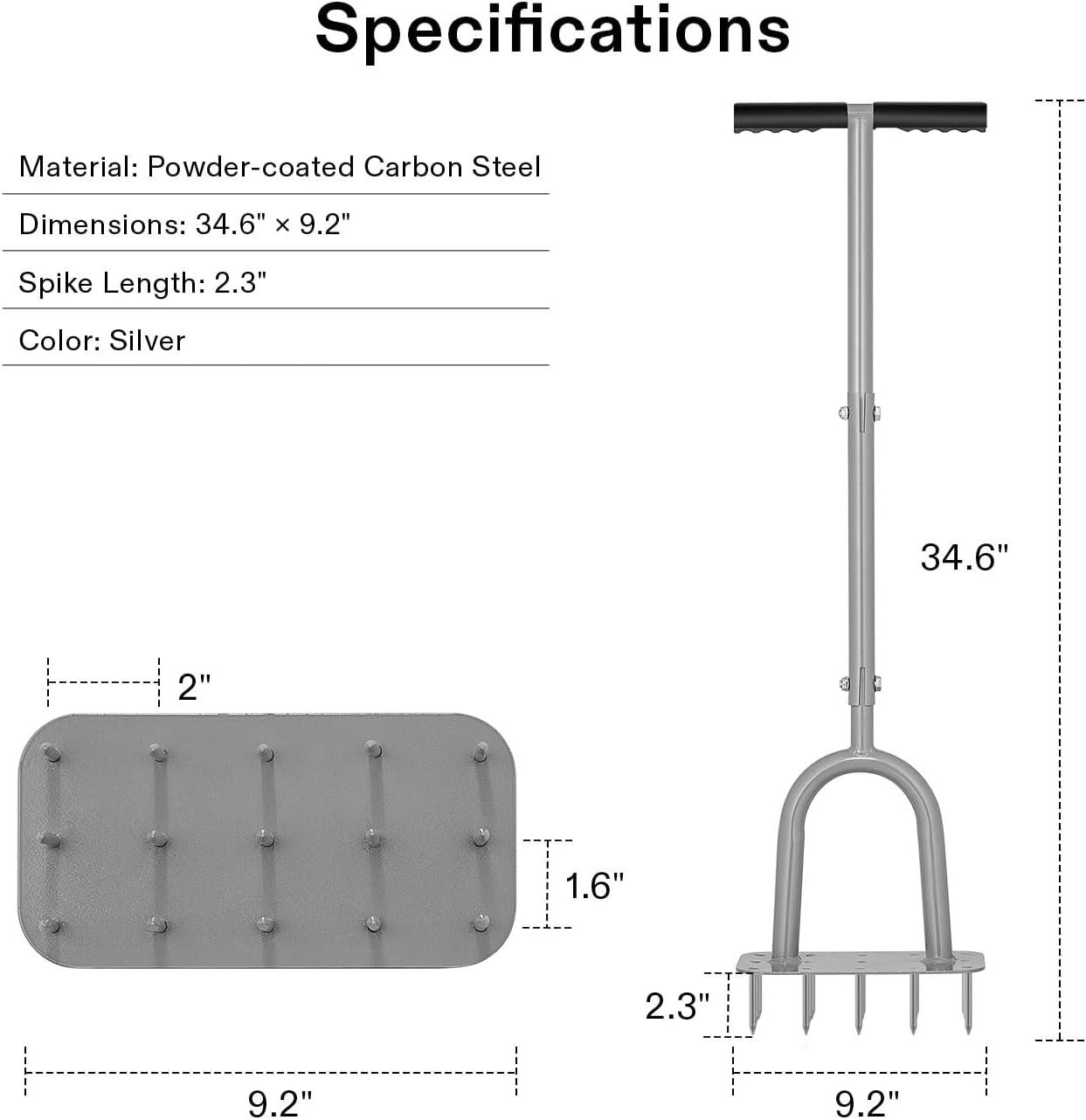 imageVIVOSUN 15Spike Lawn Aerator Tool Metal Spike Aerator Efficient Manual Dethatching ampamp Soil Aerating PreAssembled Lawn Aeration Garden Tool Durable Steel Structure with THandle ampamp Wide Foot Bar